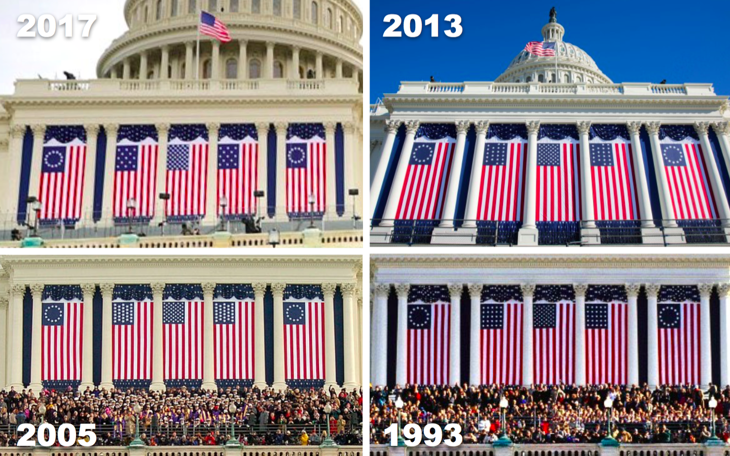 דגלים בהשבעה הנשיאותית בארה״ב